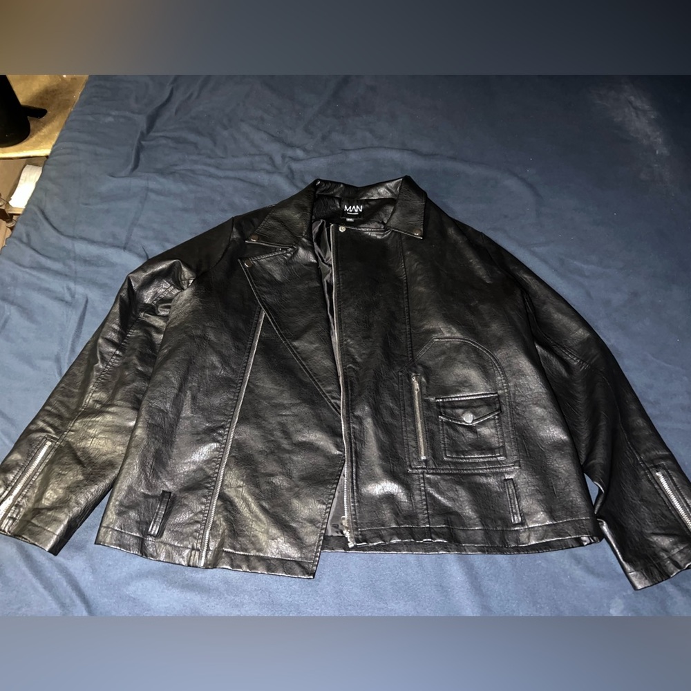 Men’s faux leather moto jacket
